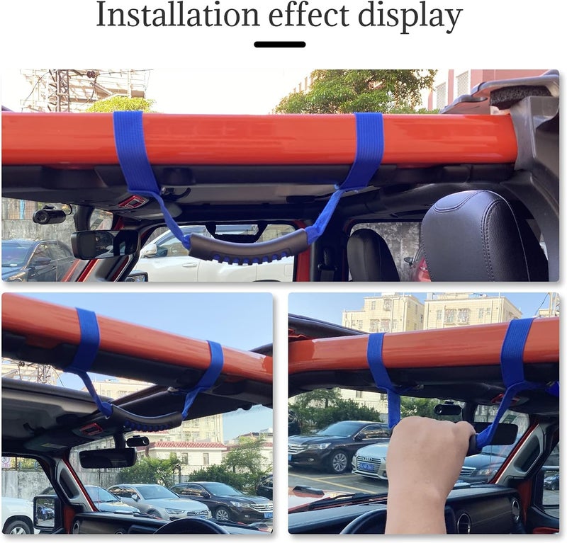 Bentolin 4Pcs Blue Grip Handle Holder Roll Bar Grab Handles Compatible with Jeep Wrangler Accessories 1987-2021 YJ TJ LJ JK JL Sports Sahara Freedom Rubicon X & Unlimited - Image 5