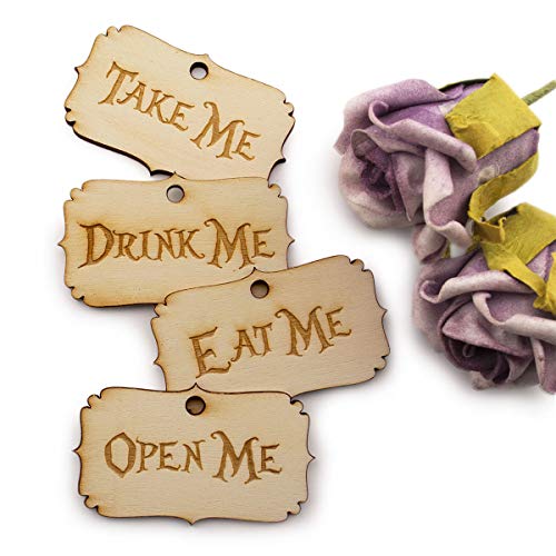 Summer-Ray.com Summer-Ray 80pcs Alice in The Wonderland Wooden Party Favor Tags (Mixed Lot) - Image 2
