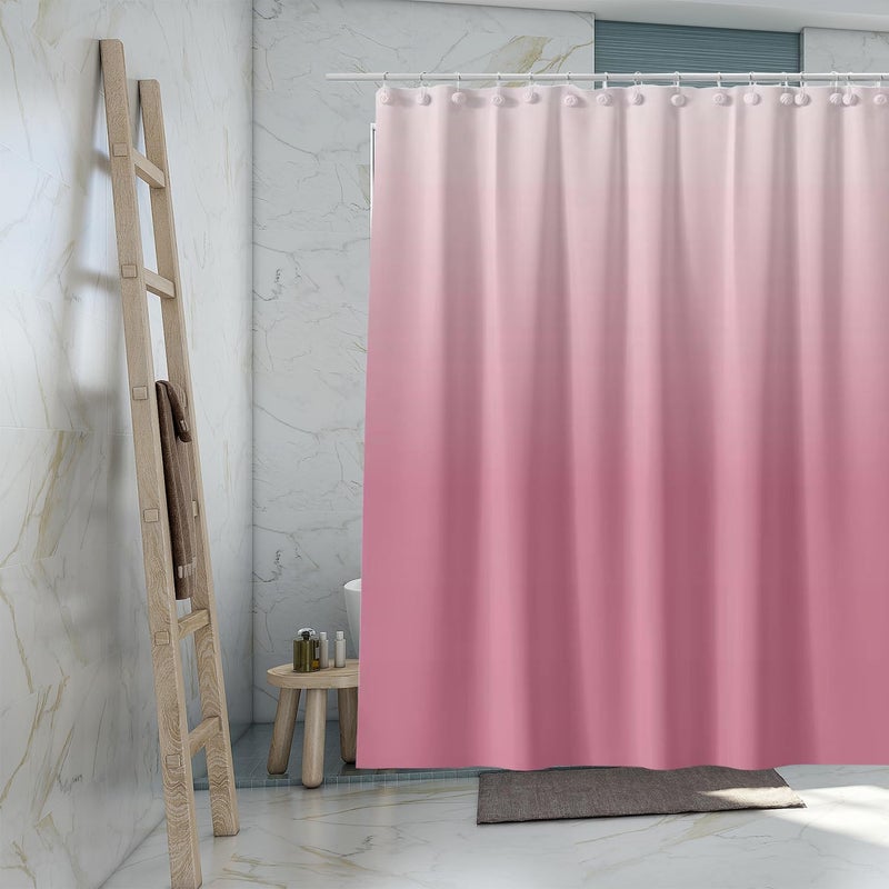 TIKABC Gradient Pink Shower Curtain Liner, 4G PEVA Shower Liner, Plastic Waterproof Shower Curtains, 72x72 inch with Grommet Holes 3 Magnetic Weights - Image 1