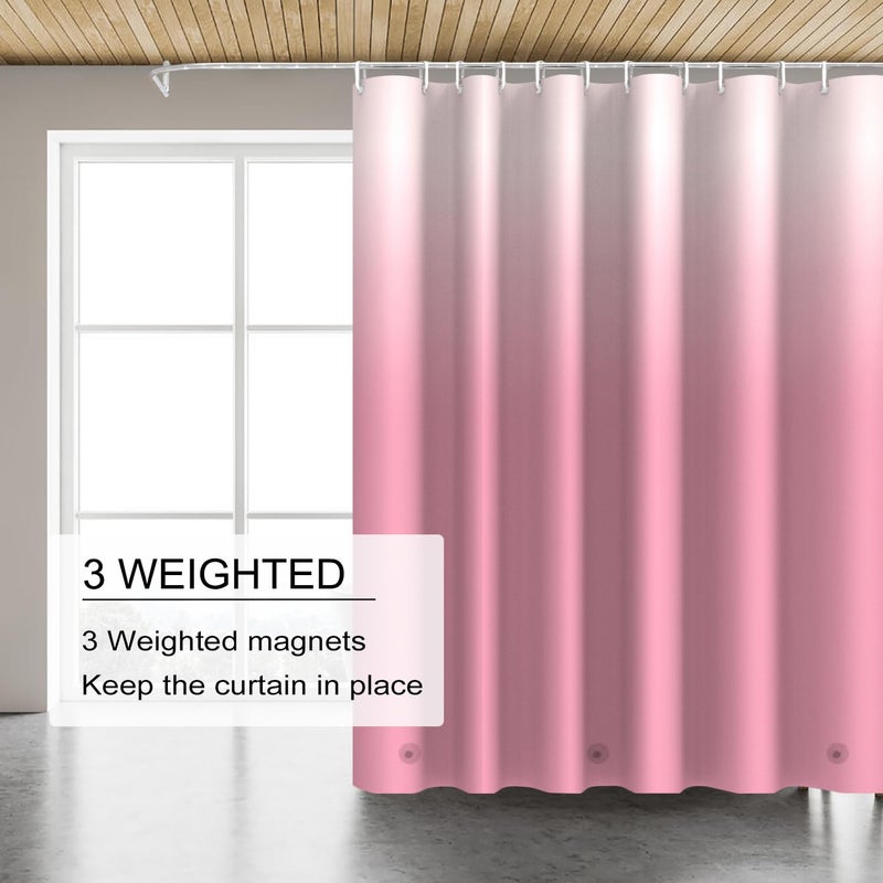TIKABC Gradient Pink Shower Curtain Liner, 4G PEVA Shower Liner, Plastic Waterproof Shower Curtains, 72x72 inch with Grommet Holes 3 Magnetic Weights - Image 4