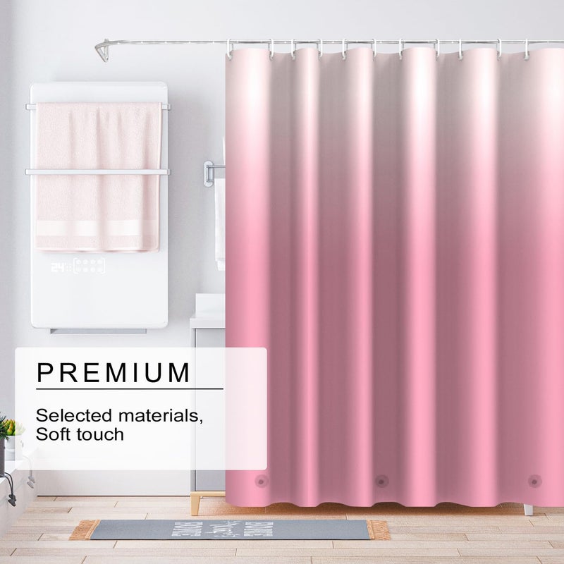 TIKABC Gradient Pink Shower Curtain Liner, 4G PEVA Shower Liner, Plastic Waterproof Shower Curtains, 72x72 inch with Grommet Holes 3 Magnetic Weights - Image 2