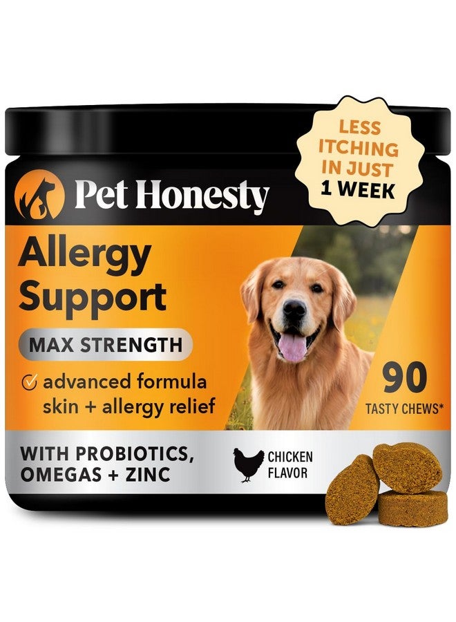 Pet Honesty Dog Allergy Itch Relief - Maximum Strength Itch Supplement with Probiotics for Dogs - Immune Support & Skin Relief for Seasonal Allergies - Natural Itchy Skin Paw Relief - (Chicken, 90 Ct) - Image 1
