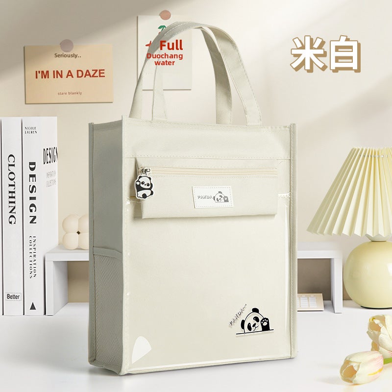 general Transparent Oxford Cloth Book Bag for Kids Cartoon Panda Design Large Capacity - Image 1