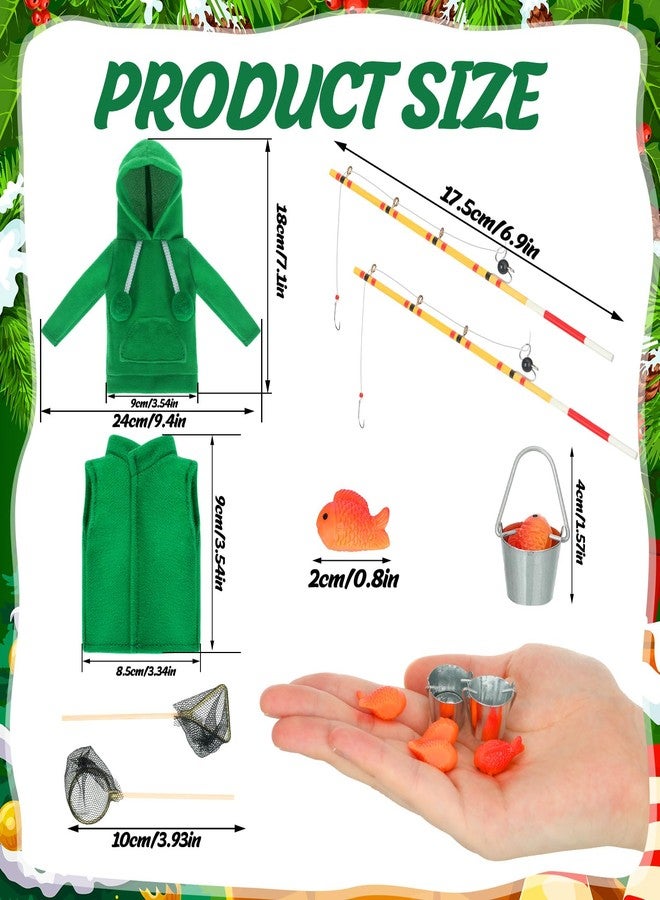 Sotiff 12 Pcs Christmas Fishing Doll Clothes Set Holiday Doll Clothes Outfit Novelty Fishing Baker Accessories for Kid Dollhouse Decoration(Fishing) - Image 2