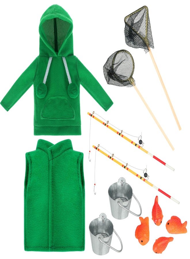 Sotiff 12 Pcs Christmas Fishing Doll Clothes Set Holiday Doll Clothes Outfit Novelty Fishing Baker Accessories for Kid Dollhouse Decoration(Fishing) - Image 1