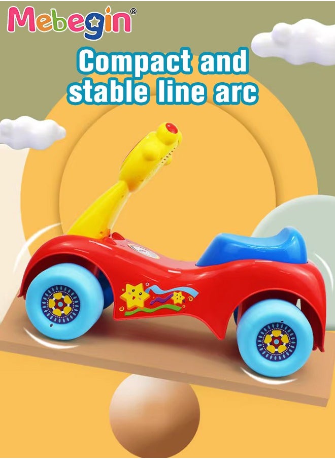 MEBEGIN - Fun Toddler Car Toy, Baby Balance Bike with Music and Light, Colorful Riding Toy, Ergonomic and Safe Design with Front and Rear Anti-topple Devices, No Pedals, Good Partner for Children' Growth, 48*24*37cm - Image 1