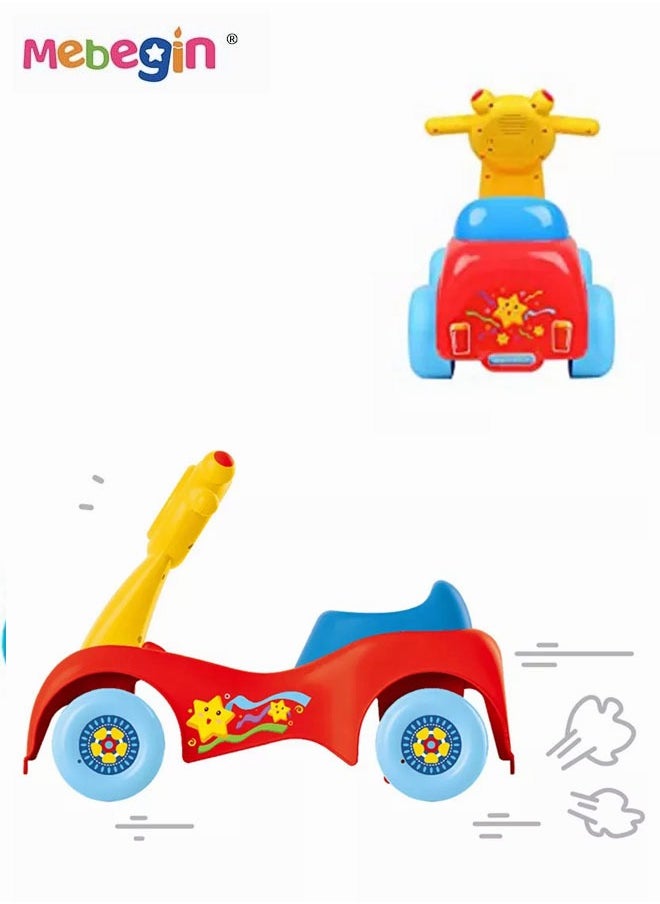 MEBEGIN - Fun Toddler Car Toy, Baby Balance Bike with Music and Light, Colorful Riding Toy, Ergonomic and Safe Design with Front and Rear Anti-topple Devices, No Pedals, Good Partner for Children' Growth, 48*24*37cm - Image 1