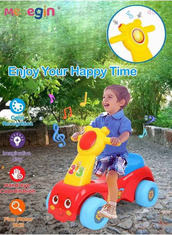 MEBEGIN Fun Toddler Car Toy, Baby Balance Bike with Music and Light, Colorful Riding Toy, Ergonomic and Safe Design with Front and Rear Anti-topple Devices, No Pedals, Good Partner for Children' Growth, 48*24*37cm  - Image 5