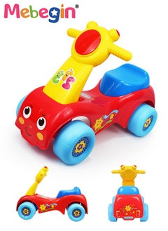 MEBEGIN Fun Toddler Car Toy, Baby Balance Bike with Music and Light, Colorful Riding Toy, Ergonomic and Safe Design with Front and Rear Anti-topple Devices, No Pedals, Good Partner for Children' Growth, 48*24*37cm  - Image 1