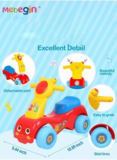 MEBEGIN Fun Toddler Car Toy, Baby Balance Bike with Music and Light, Colorful Riding Toy, Ergonomic and Safe Design with Front and Rear Anti-topple Devices, No Pedals, Good Partner for Children' Growth, 48*24*37cm  - Image 4