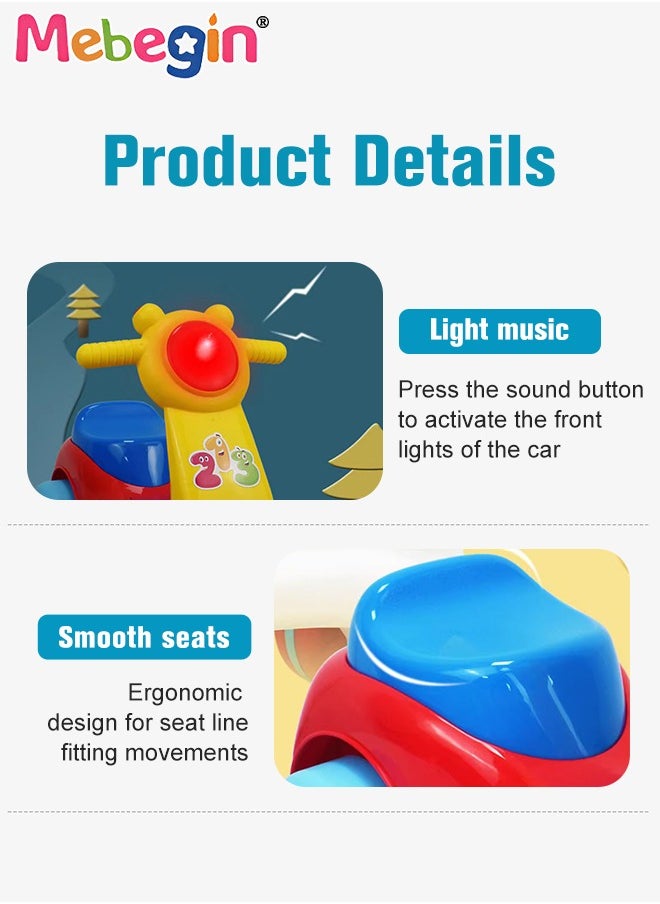 MEBEGIN Fun Toddler Car Toy, Baby Balance Bike with Music and Light, Colorful Riding Toy, Ergonomic and Safe Design with Front and Rear Anti-topple Devices, No Pedals, Good Partner for Children' Growth, 48*24*37cm  - Image 3