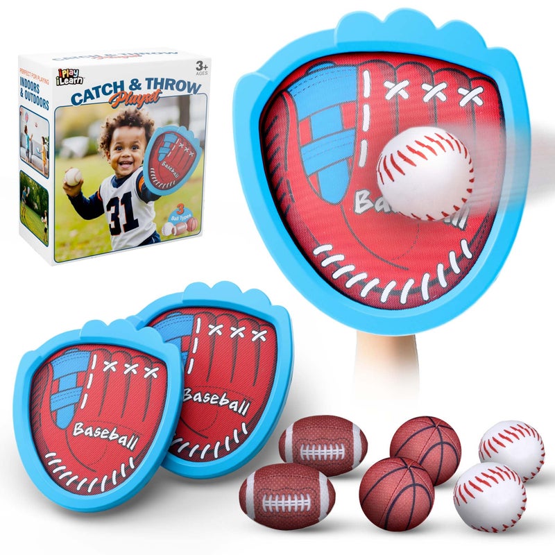 iPlay, iLearn iPlay iLearn Toddler Baseball Toy Boy Toss Catching Ball Game Toy W 2 Gloves 6 Soft Balls Sport Outdoor Yard Beach Play for Family Activities Fun Birthday Gifts 3 4 5 6 7 812 Year Old Girl Kids - Image 3