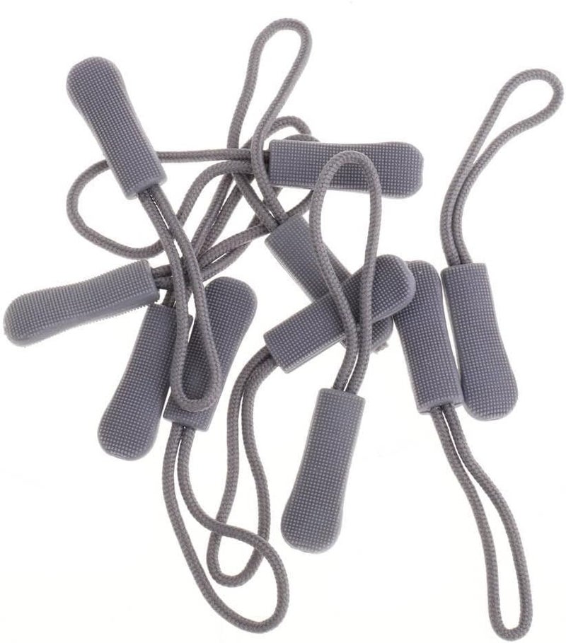 klarako 10Pcs Zip Tags Elastic Cord Pulls Zipper Extension Zip Slider Replacement for Garment, Sportswear,Outdoor Camping Backpack, Bags, Grey - Image 2