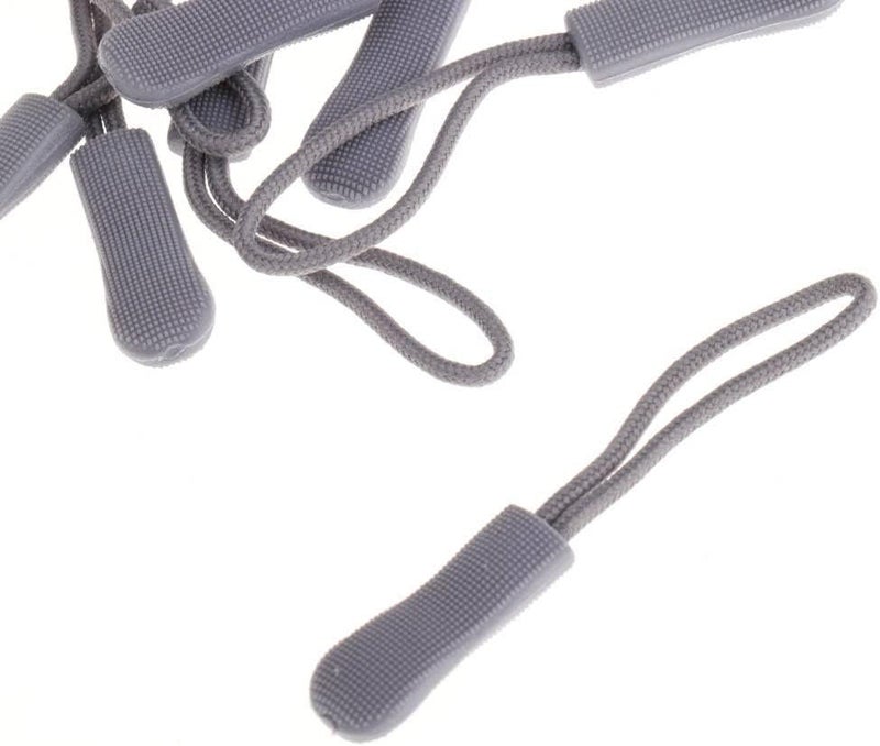 klarako 10Pcs Zip Tags Elastic Cord Pulls Zipper Extension Zip Slider Replacement for Garment, Sportswear,Outdoor Camping Backpack, Bags, Grey - Image 1
