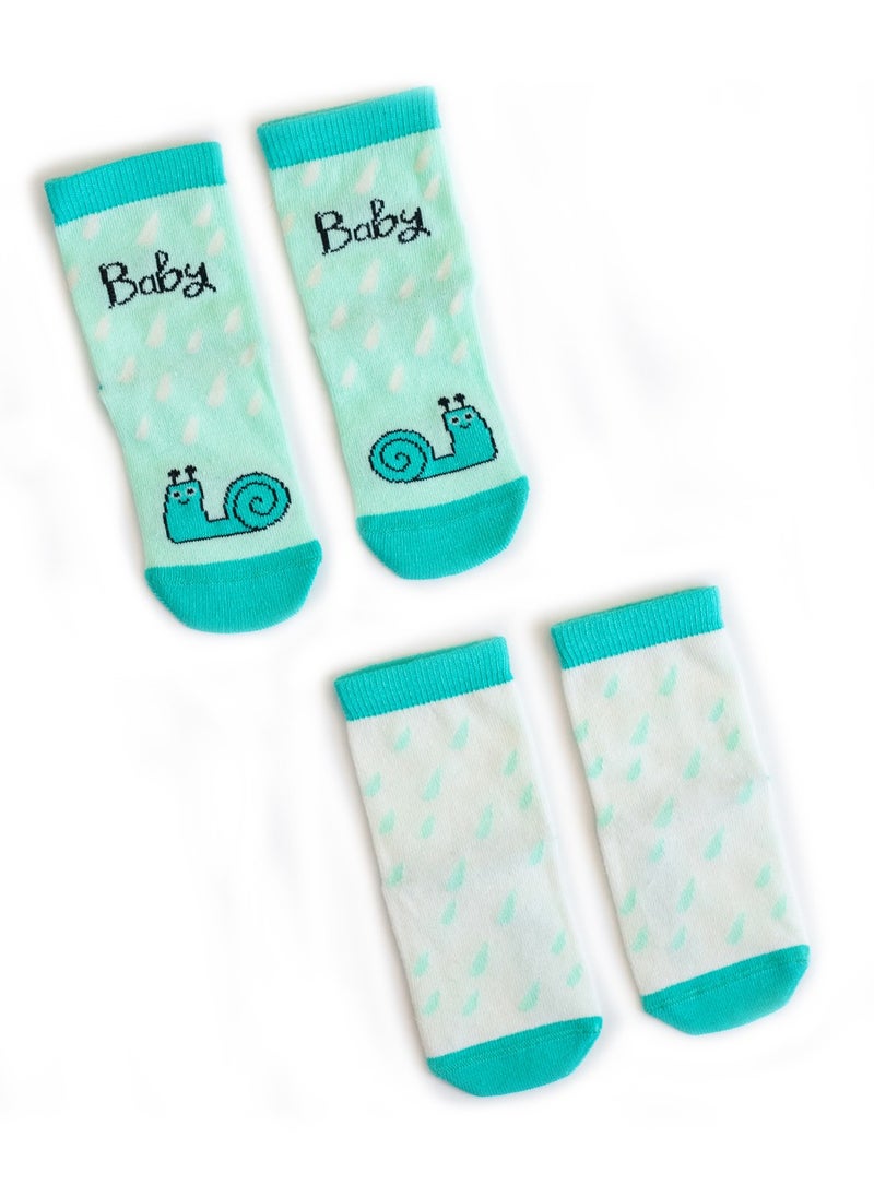 Milk & Moo 4 Pairs Baby Socks, Newborn Socks, Soft Cotton, Warm Breathable Material, Non-Slip Grip Socks, Socks for boys and girls, 0-12 Months  - Image 5