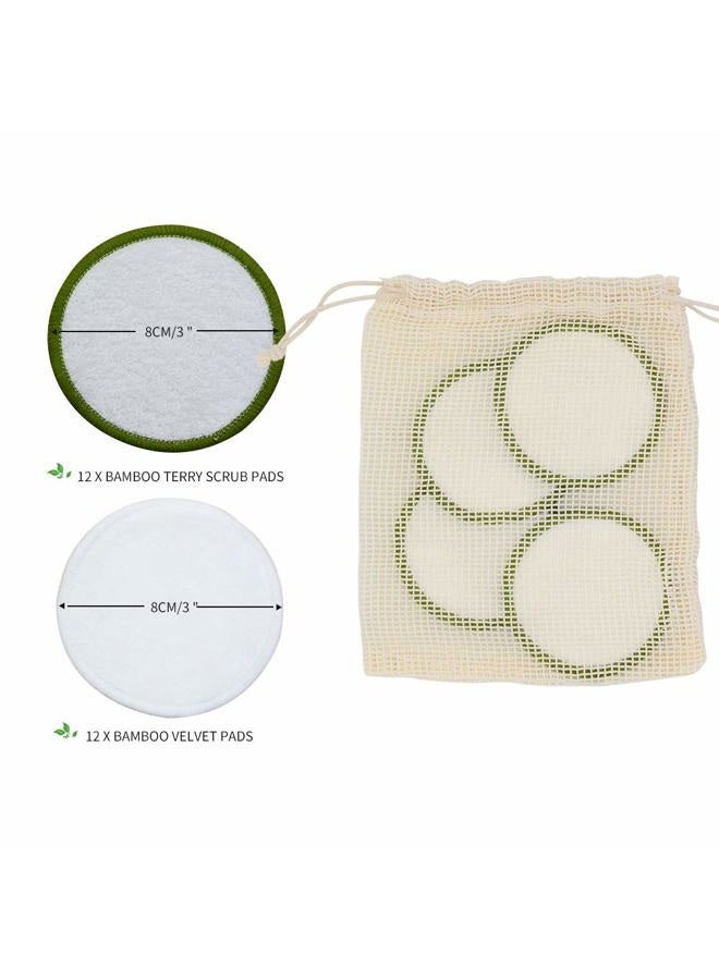 Chloven Reusable Makeup Remover Pads 24 Pack - Washable Eco-Friendly Bamboo Velour Pads for all Skin Types,Bamboo Reusable Cotton Rounds for Toner, with Cotton Laundry Bag And Round Box for Storage - Image 3
