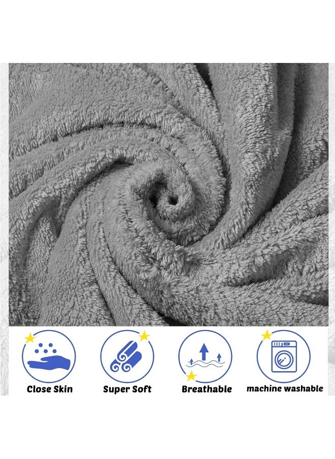 Reginary Reginary 4 Pack Baby Hooded Towels Coral Fleece Baby Bath Towels 30 x 30 Inch Soft and Absorbent Hooded Bath Blanket for Newborn Babies Toddler Infant Boys Girls Shower Gift Supplies (Gray)  - Image 3