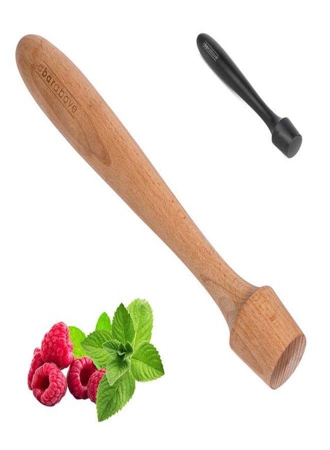 A Bar Above Wooden Muddler for Cocktails, 12-Inch Long Cocktail Muddler, Perfect to Crush Fruit, Pressing Mint and Sugar Cubes, Mint Muddler to Make Mojitos, Essential Bar Tools for Cocktail Set - Image 1