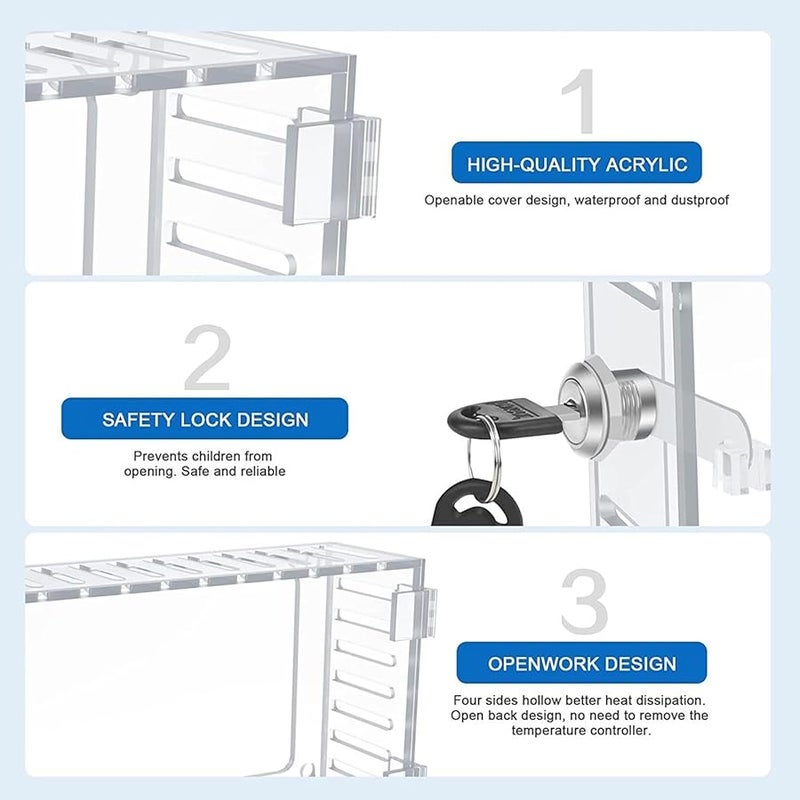 Acrylic Thermostat Lock Box Cover With Key Wall Mounted Safety Guard For Restaurants - Image 5