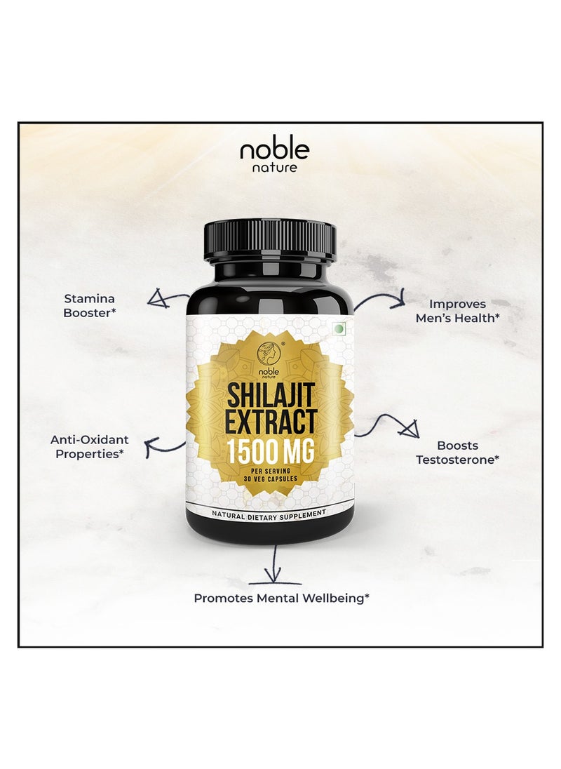 noble nature - Shilajit Extract, 1500mg, 30 Veg Capsules - Pure Himalayan with Ginseng and Maca for Strength, Stamina and Power, Concentrated Extract Formula Supplement for Men - Image 1