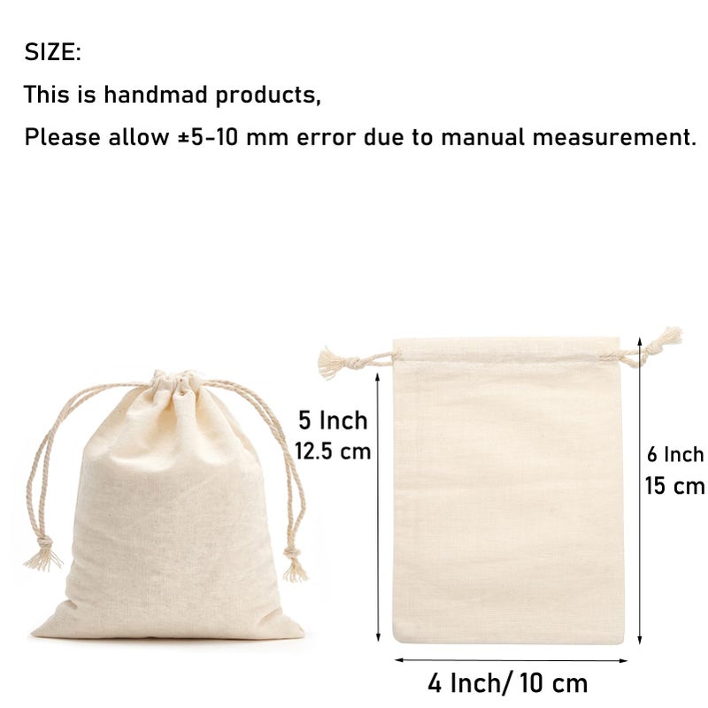Tendwarm 20 Pack 3.9x5.9 Inches Cotton Drawstring Bags Reusable Muslin Sachet Bag for Party Wedding Storage Home Supplies - Image 5
