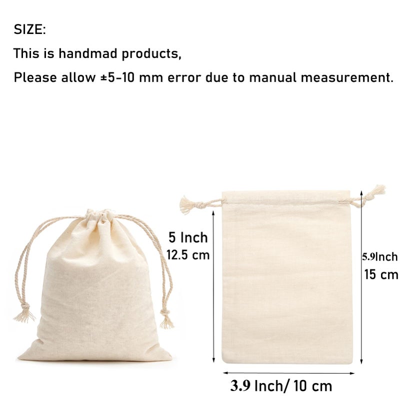 Tendwarm 20 Pack 3.9x5.9 Inches Cotton Drawstring Bags Reusable Muslin Sachet Bag for Party Wedding Storage Home Supplies - Image 2