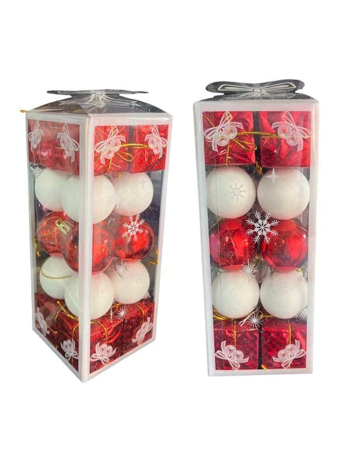 20-piece Christmas Balls Tree Decorations 4 cm, Red/White 