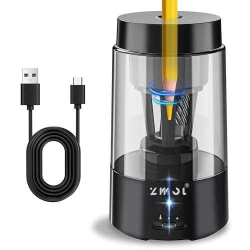 ZMOL Fully Automatic Pencil Sharpener for Classroom HandsFreeBattery Operated Rechargeable Electric Colored Pencil Sharpeners Auto StopSuitable for No2OfficeHomeSchool