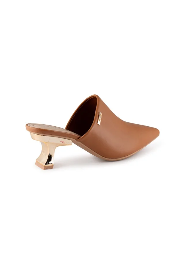 فينتشي صنادل نسائية مدببة إصبع القدم متوسط الكعب