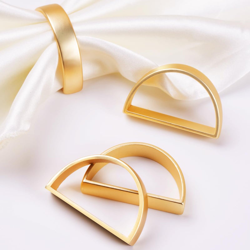 APTWOW Gold Napkin Rings Set of 12, Semicircle Metal Gold Napkin Holder Buckles, Fall Thanksgiving Christmas Napkin Rings, Napkins Rings for Dinner Table Decor, Wedding, Banquet, Party, Easter - Image 2