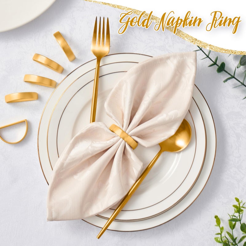 APTWOW Gold Napkin Rings Set of 12, Semicircle Metal Gold Napkin Holder Buckles, Fall Thanksgiving Christmas Napkin Rings, Napkins Rings for Dinner Table Decor, Wedding, Banquet, Party, Easter - Image 3