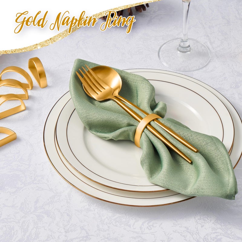 APTWOW Gold Napkin Rings Set of 12, Semicircle Metal Gold Napkin Holder Buckles, Fall Thanksgiving Christmas Napkin Rings, Napkins Rings for Dinner Table Decor, Wedding, Banquet, Party, Easter - Image 4