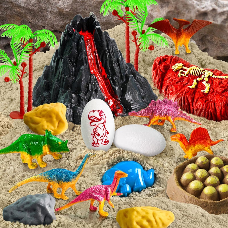 ESSENSON Sensory Bin, Dinosaurs Kit with Sensory Sand, Play Sand Pretend Play Beach Toy, Sandbox for Girls and Boys - Image 4