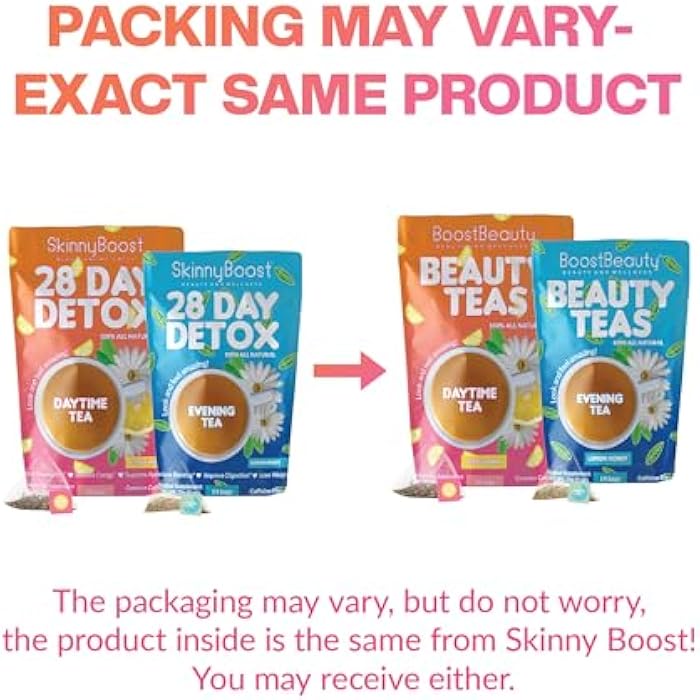 SkinnyBoost Skinny Boost Detox Tea Kit- 2 PACK –1 Daytime (28 Bags) + 1 Evening -(14 Bags) – Herbal Detox for Weight, Metabolism, Energy, Bloating & Colon Cleanse – Green Tea, Vegan, Keto, Non-GMO, Sugar-Free - Image 2