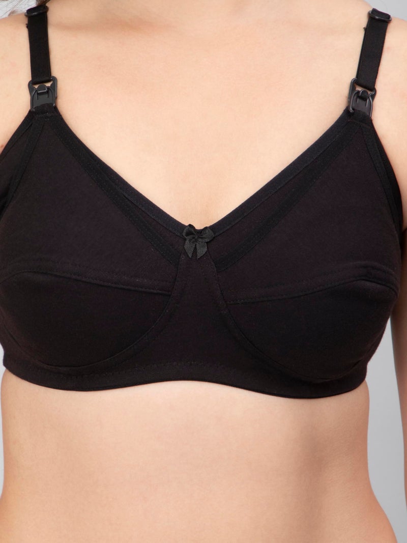 CEE 18 Women's Cotton Non Padded Non-Wired Maternity Nursing Bra (Pack of 3) (9200_32,Peach_White_Black,30C) - Image 3