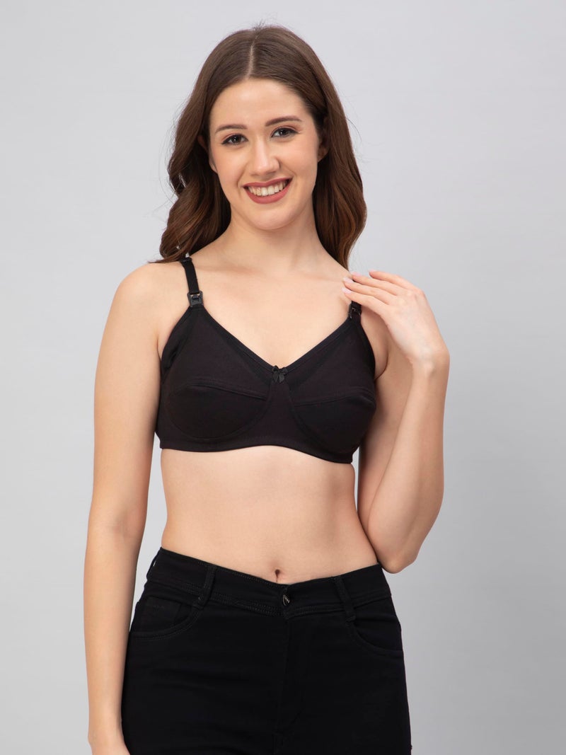 CEE 18 Women's Cotton Non Padded Non-Wired Maternity Nursing Bra (Pack of 3) (9200_32,Peach_White_Black,30C) - Image 2