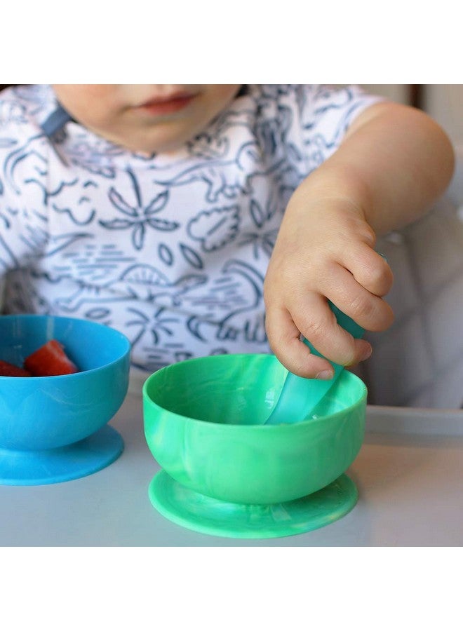 ChooMee Flexidip Silicone Baby Learning Utensil 4 Months + Baby Led Weaning Flat Head Spoon With Firm Handle Designed In Usa Bpa Free Premium Grade Platinum Silicone 2 Ct Aqua Green - Image 5