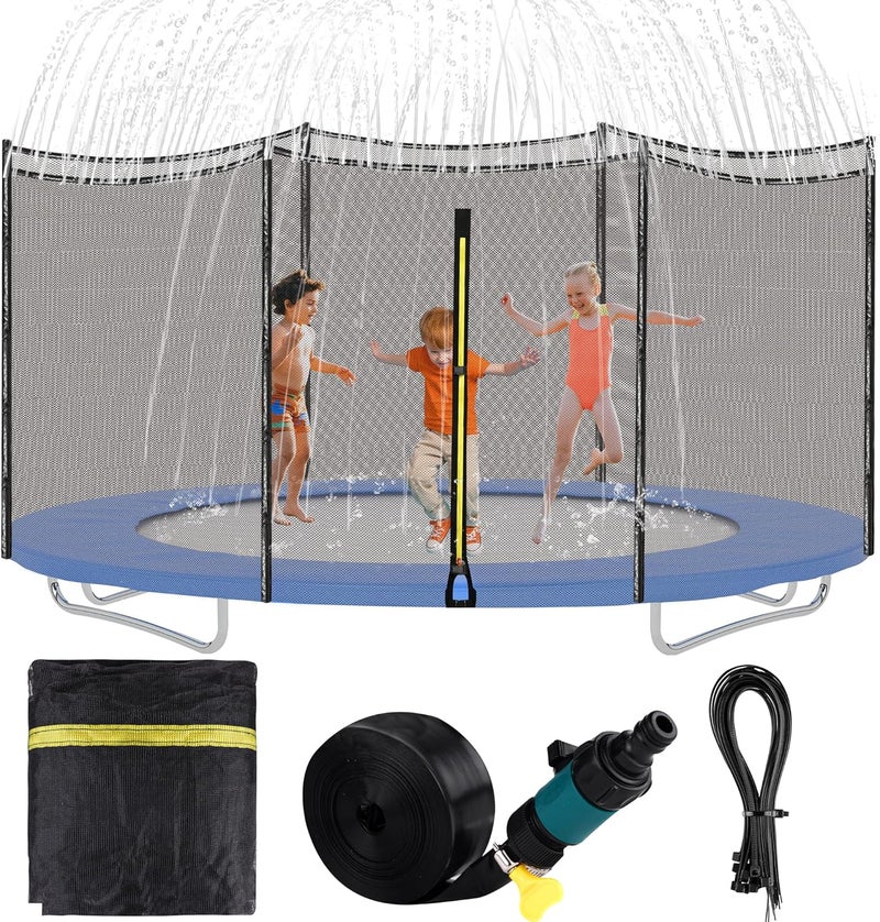 Aodaer Trampoline Net Replacement with Sprinkler 14Ft Safety Enclosure Net Weather Resistant Round Frame Trampoline Net for Round Frame Trampoline - Image 1