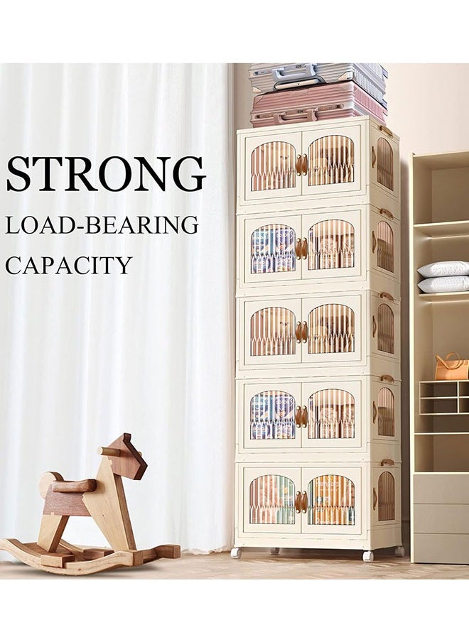 Childrens Wardrobe,Baby Clothes Cabinet Collapsible Kids Closet Storage Organizer Bedroom Nursery Armoire Quick Install Toddler Dresser with Hanging Rod and Wheel(4 Storage) - pzsku/Z3C373C0A666452B91491Z/45/_/1701936663/dc60209f-8d88-45e7-8deb-6a61107a0716