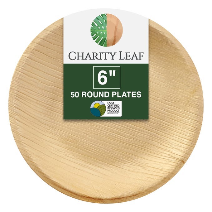 DISPOSABLE PALM LEAF 6 ROUND PLATES 50 PIECES BAMBOO LIKE SERVING PLATTERS DISPOSABLE BOARDS ECOFRIENDLY DINNERWARE FOR WEDDINGS CATERING EVENTS