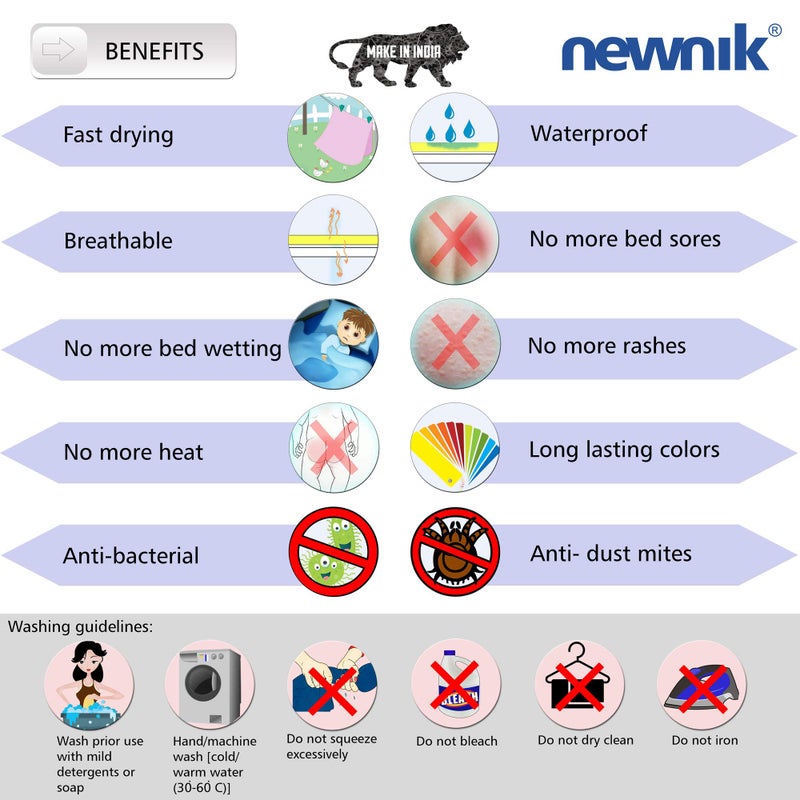 Newnik Newnik Premium Quick Water Resistant Dry Sheet/Waterproof Baby Bed Protector Sheet Mattress Protect (Size: 140cm X 220cm) Cherry Red, Single Bed - Image 4