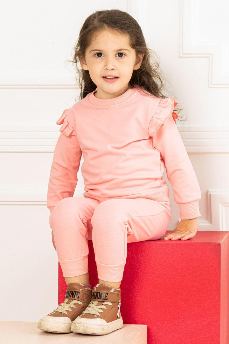 Zepkids Girls' Ruffle Detailed Shoulder Two Piece Set 3-7 Years Old  - Image 1