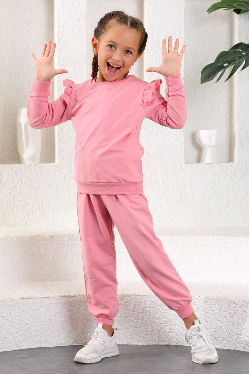 Zepkids Girls' Ruffle Detailed Shoulder Two Piece Set 3-7 Years Old  - Image 4