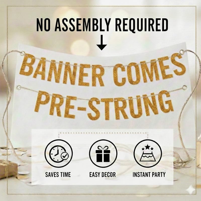 Sterling James Co. Senior Citizen Vibes Funny Birthday Gold Glitter Banner â€“ Happy Birthday Party Supplies, Ideas, and Gifts â€“ 21st, 30th. 40th, 50th, 60th, 70th, 80th Adult Birthday Decorations - Image 5