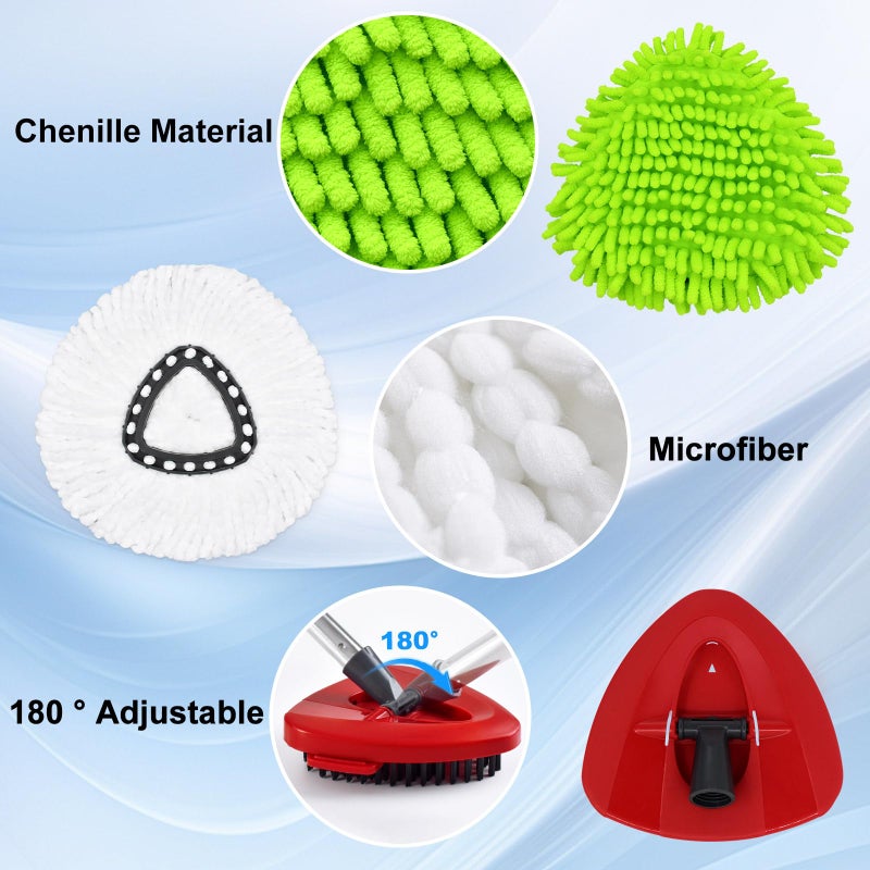 Hezane 4PCS Mop Heads Replacements for OCedar, 1PCS Scrub Brush and 1PCS Spin Mop Base Compatible with Ocedar EasyWring 1 Tank System, Dry and Wet for Cleaning All Hard-surfaced Floors - Image 3