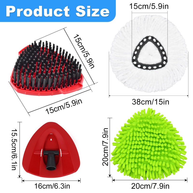 Hezane 4PCS Mop Heads Replacements for OCedar, 1PCS Scrub Brush and 1PCS Spin Mop Base Compatible with Ocedar EasyWring 1 Tank System, Dry and Wet for Cleaning All Hard-surfaced Floors - Image 2