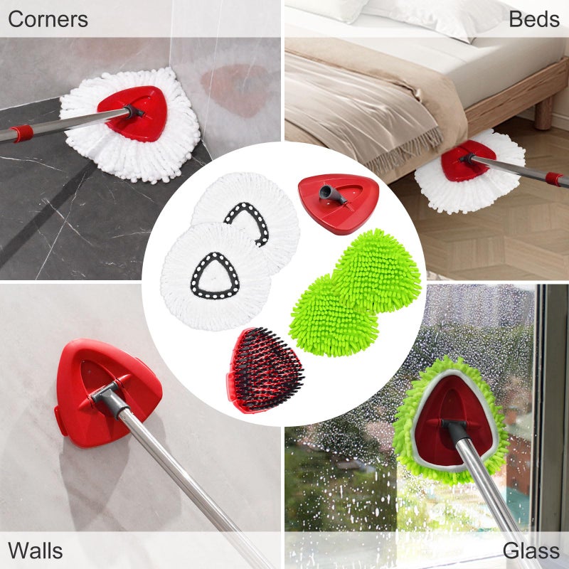 Hezane 4PCS Mop Heads Replacements for OCedar, 1PCS Scrub Brush and 1PCS Spin Mop Base Compatible with Ocedar EasyWring 1 Tank System, Dry and Wet for Cleaning All Hard-surfaced Floors - Image 5