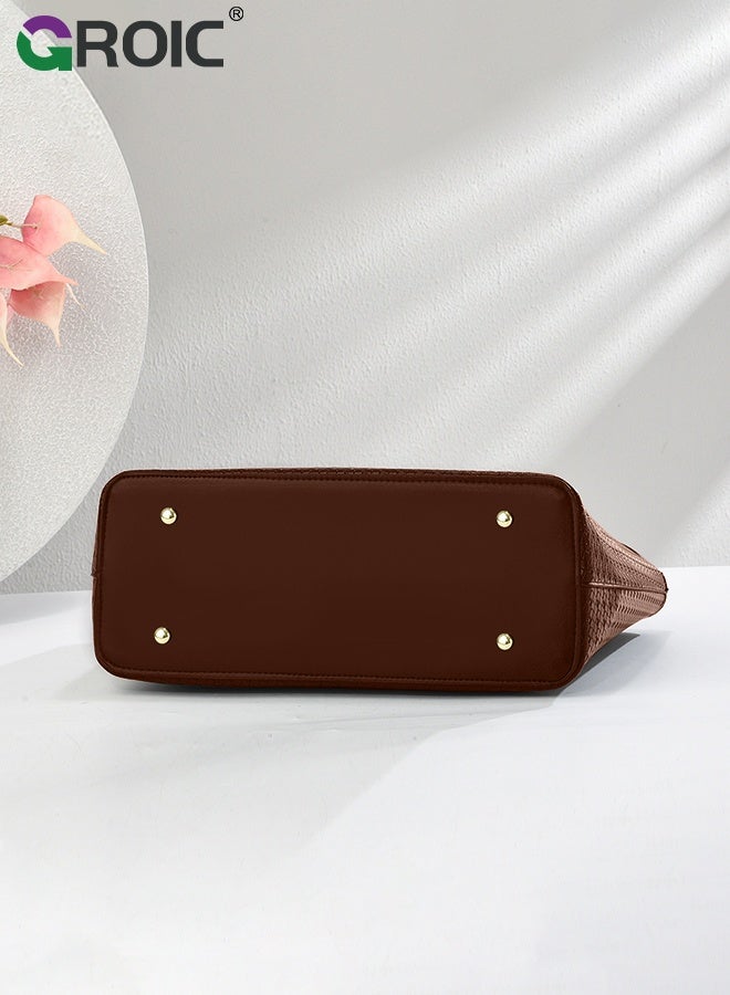 GROIC Fashion Tote Bags Shoulder Bag,Purses and Handbags for Women,Womens Totes Purse Shoulder Bags with Bear Pendant,Laptop Compartment Handbags for Business Office Work - Image 4