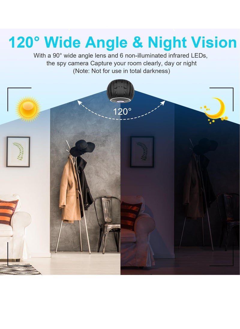 Mini Spy Camera,1080P HD Mini Camera Hidden Security Cam, Wifi Wireless Micro Nanny Cam with Audio and Video, Mini Camera with Night Vision Motion Detection for Outdoor/Indoor