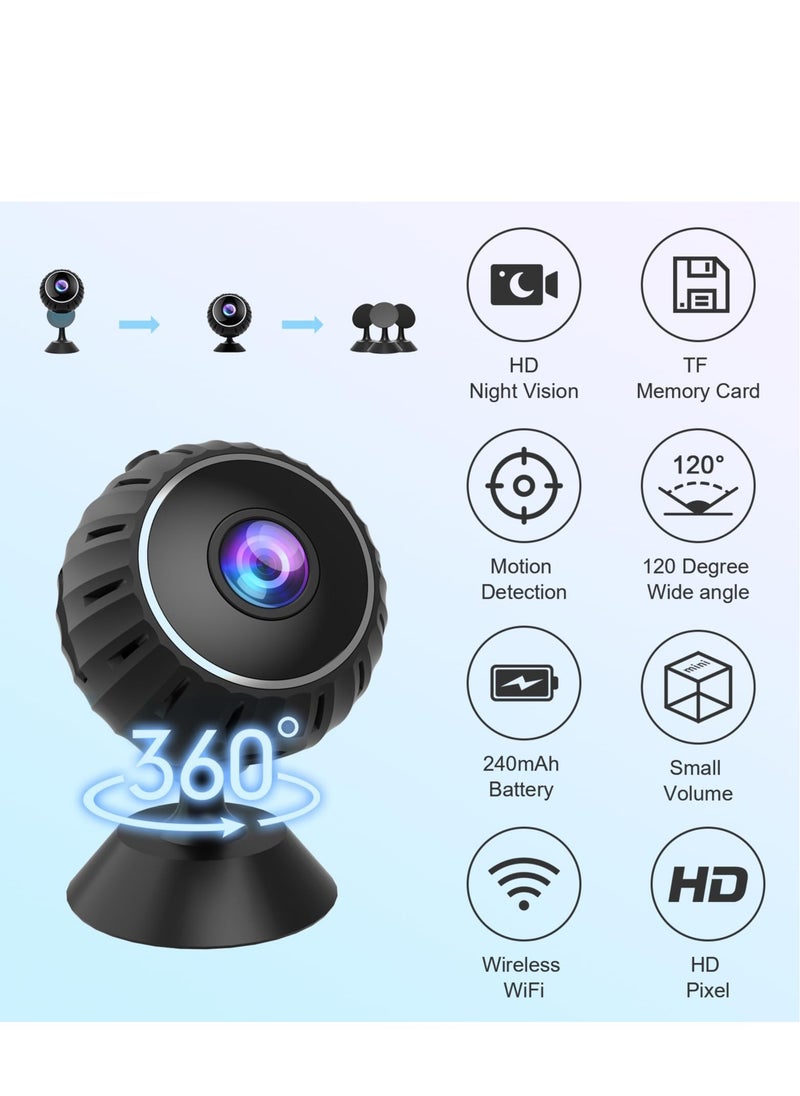 Mini Spy Camera,1080P HD Mini Camera Hidden Security Cam, Wifi Wireless Micro Nanny Cam with Audio and Video, Mini Camera with Night Vision Motion Detection for Outdoor/Indoor